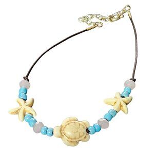 Handmade Turtle Starfish Beaded Bracelet Beach Core Vacation Ocean Jewelry Women